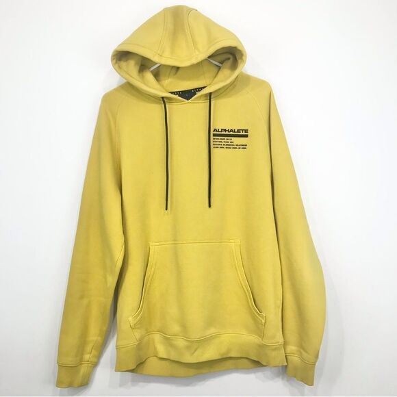 Alphalete Yellow Black Hooded Pullover Sweatshirt - Picture 5 of 13